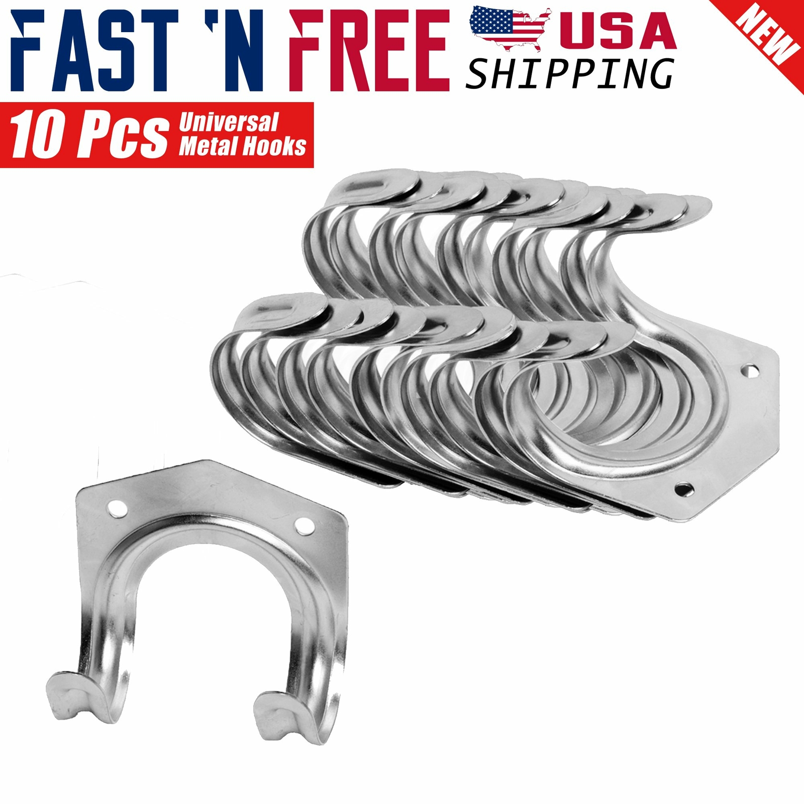 10 Pcs Universal Galvanized Metal Utility Storage Hooks for Garden Tools