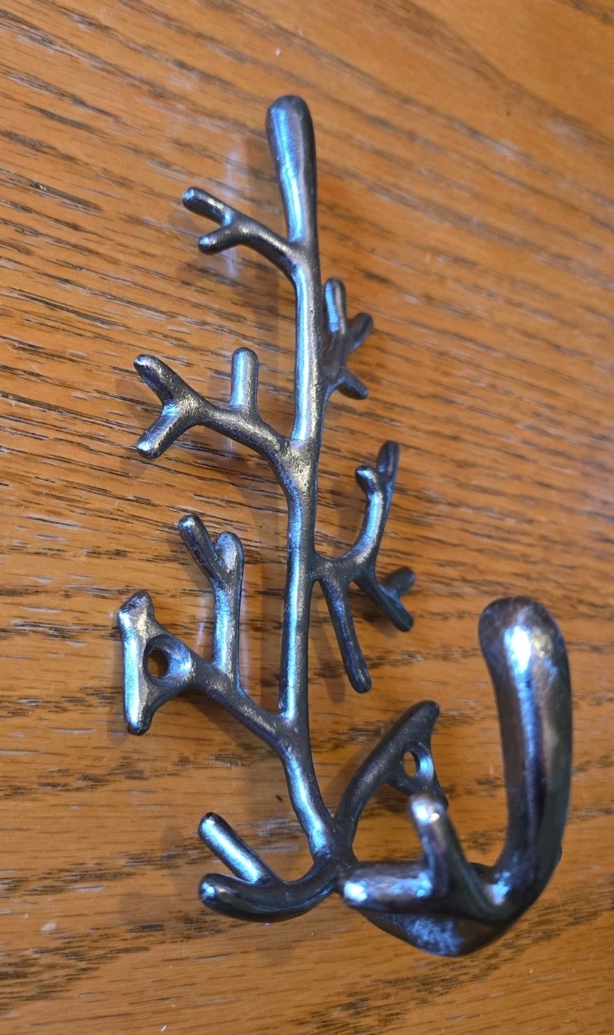 Wall Hanging Solid Metal Hook Tree Branch, Towel, Keys, Jewlery 6.5 ” H