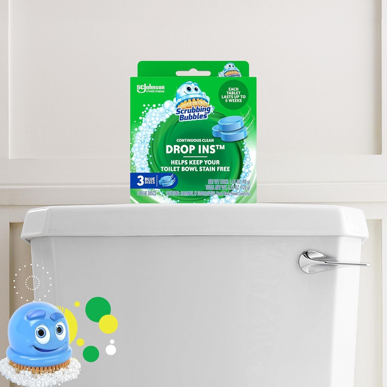 Scrubbing Bubbles Toilet Cleaner Drop Ins Tablets, 2 Scent,3-5 Count Pack of 1.