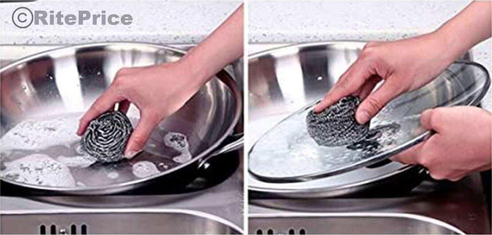 Jumbo 4 PCS Stainless Steel Sponges Scrubbing Scourer Pad For Kitchen (2 Pack)