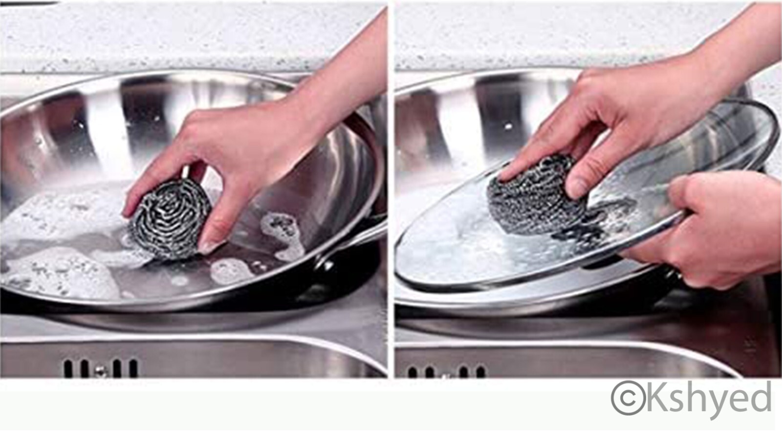 Jumbo 4 PCS (2 Pack) Stainless Steel Sponges Scrubbing Scourer Pad For Kitchen