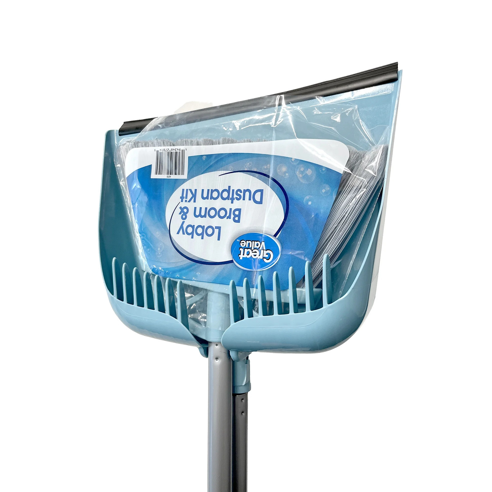 Lobby Broom and Dustpan Set, 2.75″ x 11.81″ x 41″, Blue