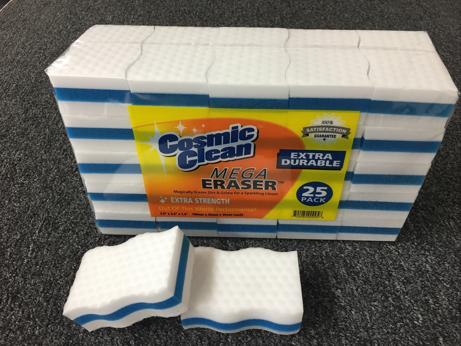 Cosmic Clean Mega Eraser Extra Durable Compressed 25 Pack Melamine Sponge