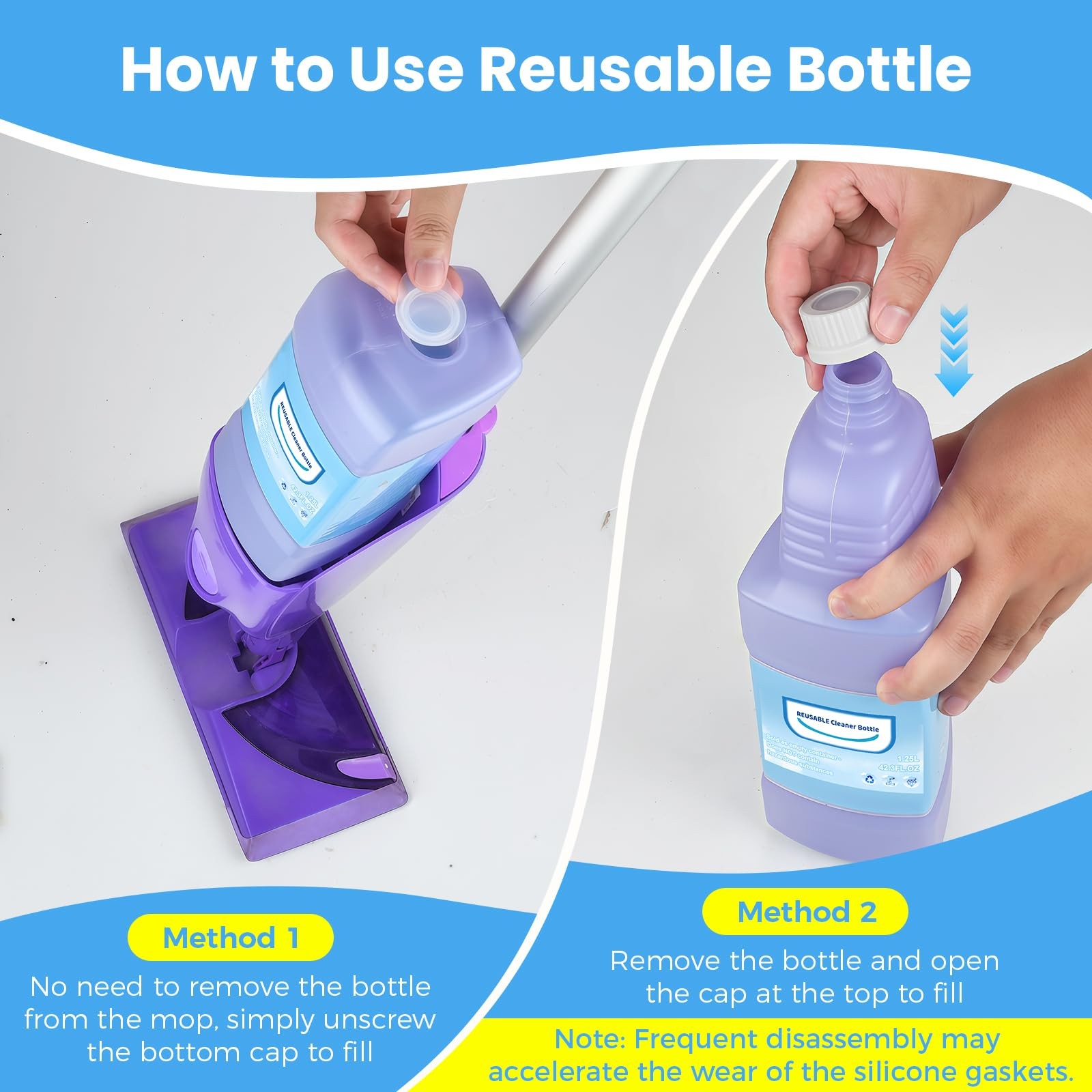 Upgraded Refillable Bottle for Swiffer Wet Jet Mop – 1250ml /42.3 FL OZ, Leak…