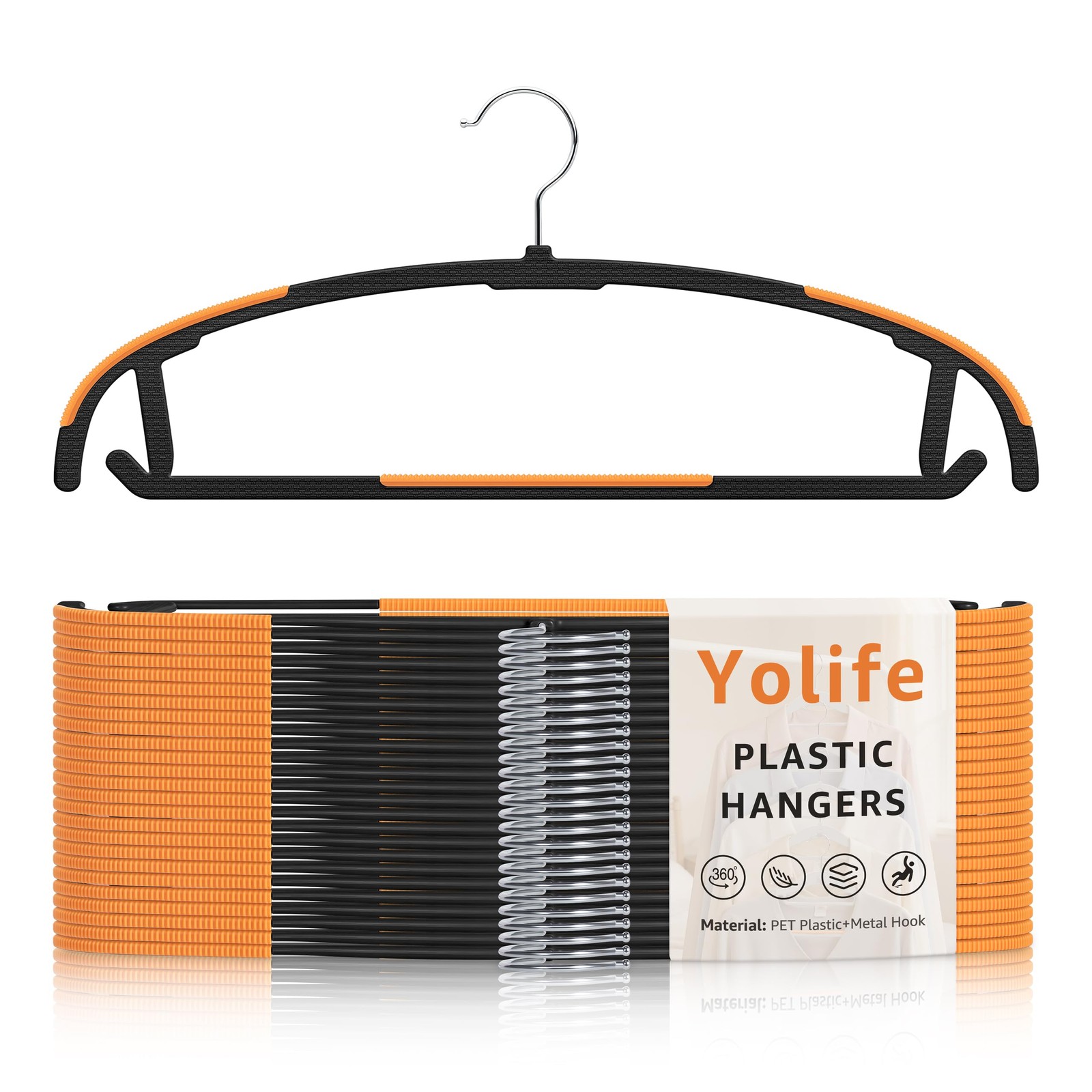 Heavy Duty Plastic Clothes Hangers 10 Pack NonSlip Slim 17.5 Inch Swivel Hook