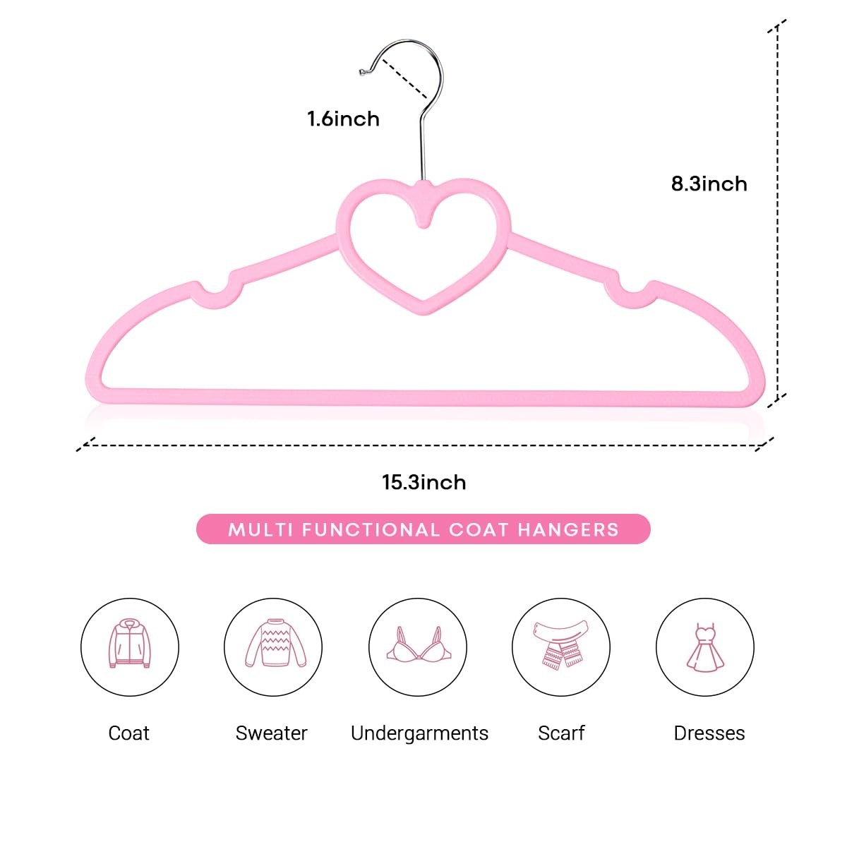Plastic Hangers 20 Pack Pink Hangers Ultra Thin Space Savingcute Heart Hangers P