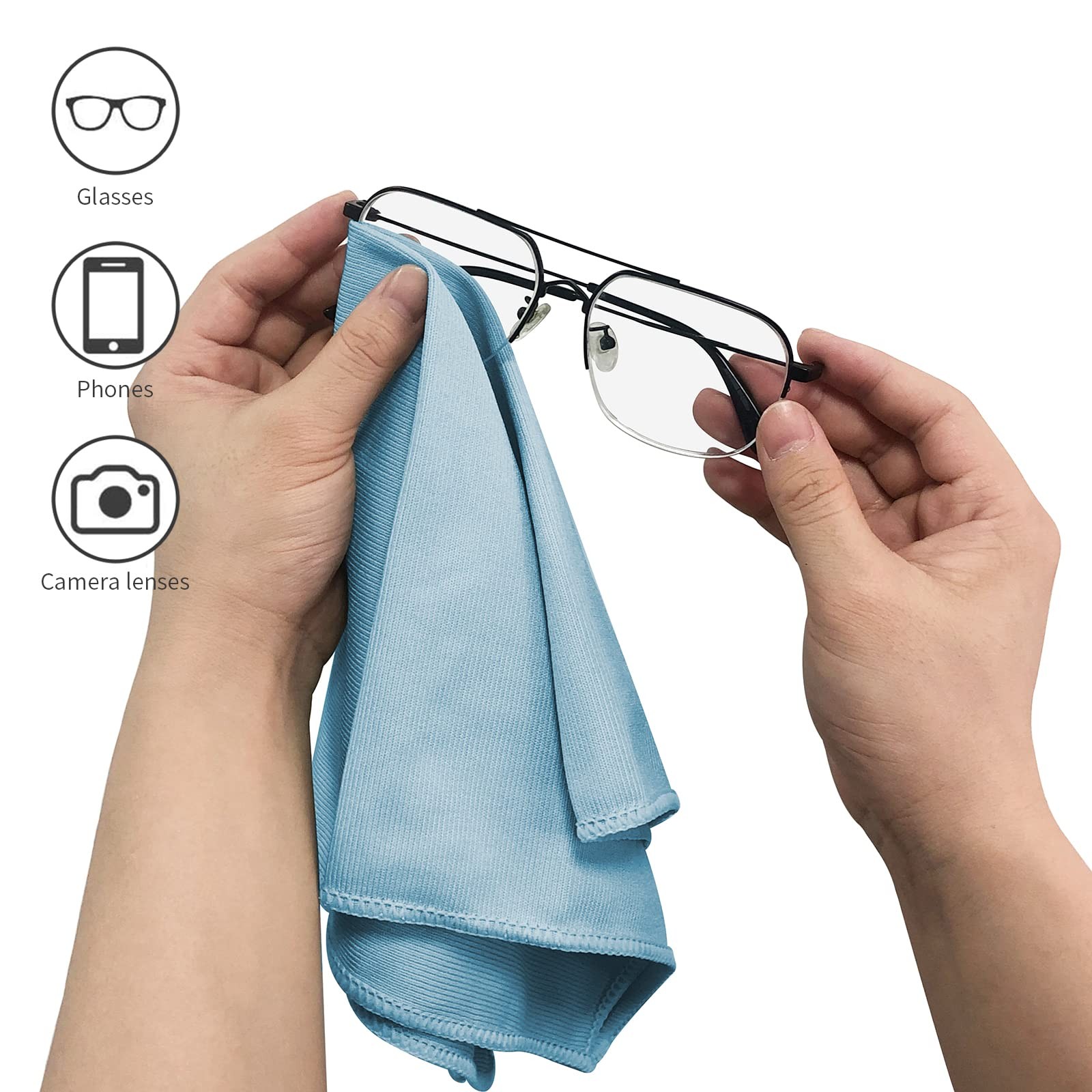 Puomue 6 Pack Microfiber Glass Cleaning Cloth, 16 Inch X 16 Inch, Lint Free Quic