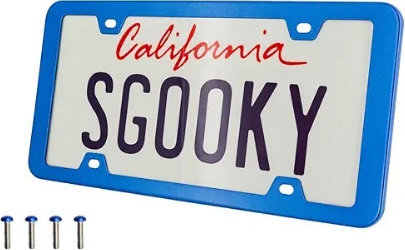 Shining Blue Stainless Steel License Plate Frame with Corr Color: Shining Blue