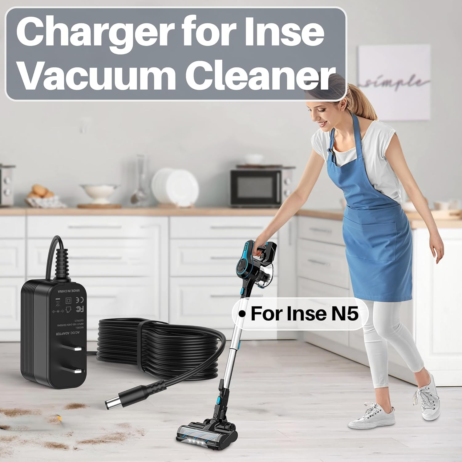 26.5V DC Charger for Inse Cordless Vacuum Cleaner Replacement AC Adapter for INS