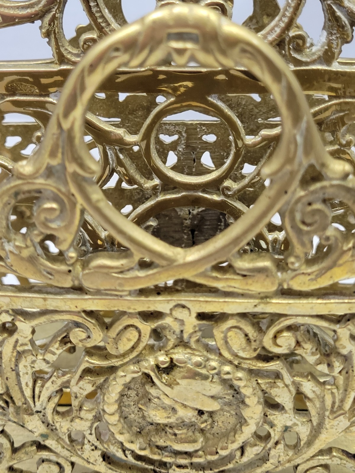 Ornate Vintage Filigree Solid Brass Magazine Book Mail Rack Holder Heavy