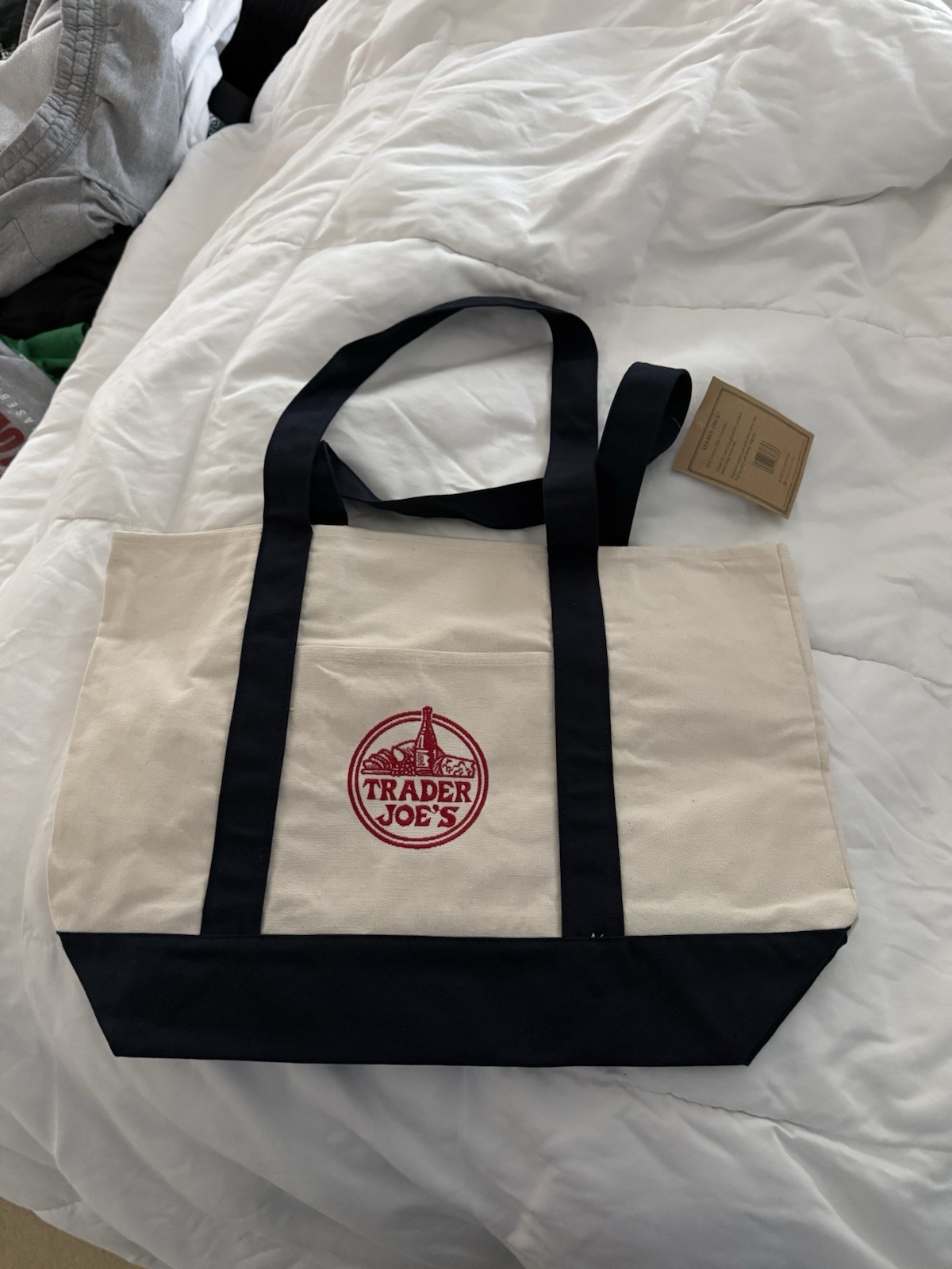 Trader Joe’s Large Canvas Tote Bag’s Blue & Green set (new)