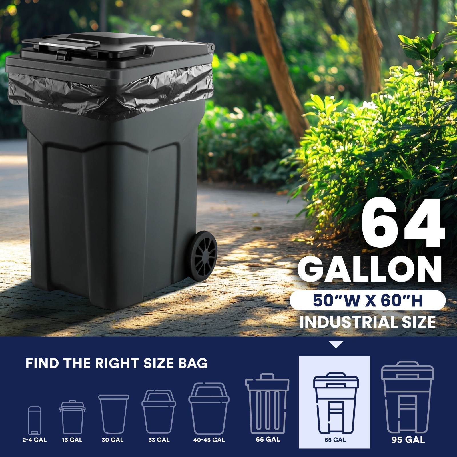 Plasticplace 64 Gallon ToterÂ® Compatible Trash Bags – 100 bags on rolls
