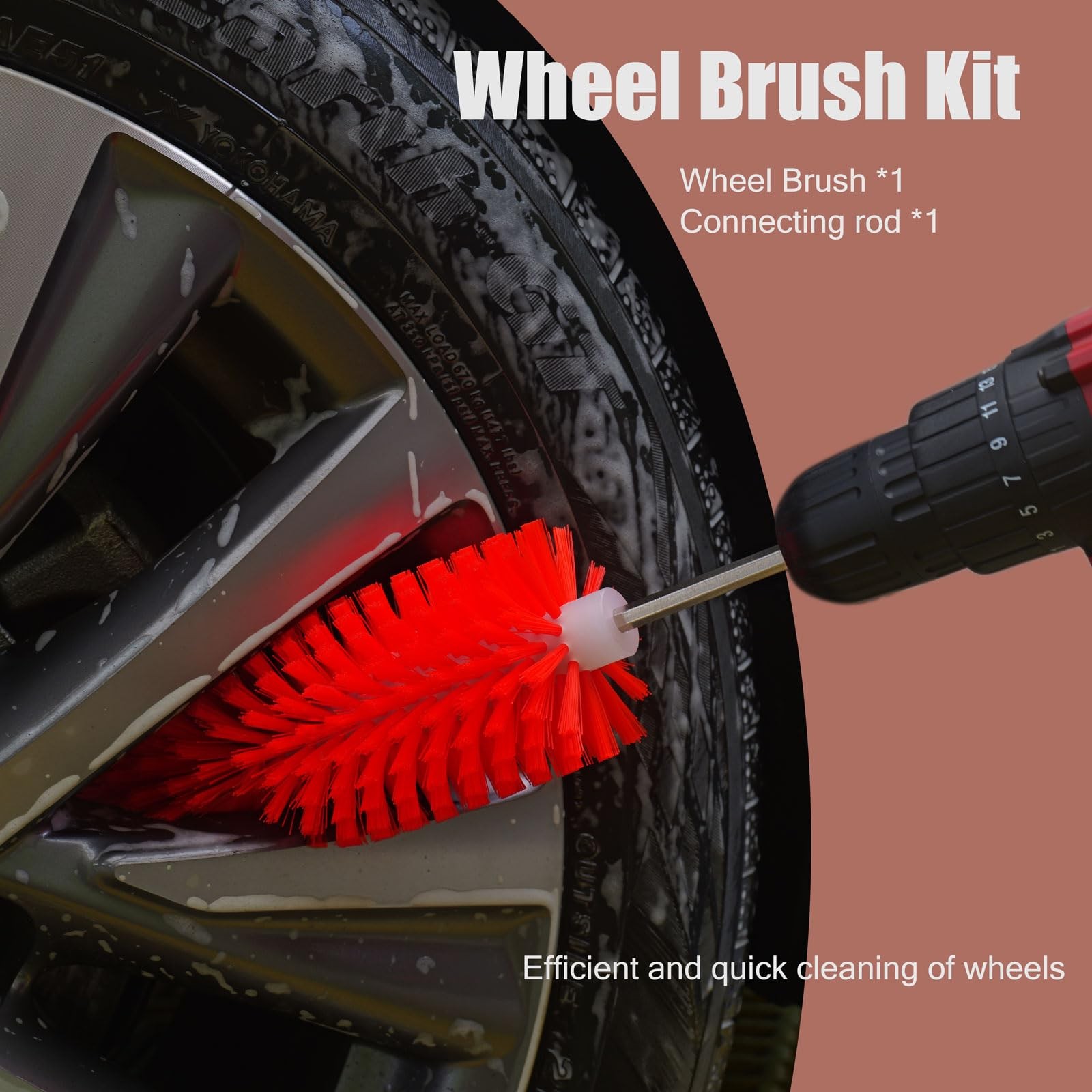 Wheel Brush, Soft Drill Wheel Cleaner Brush, Highly Dense Durable Rim Cleaner