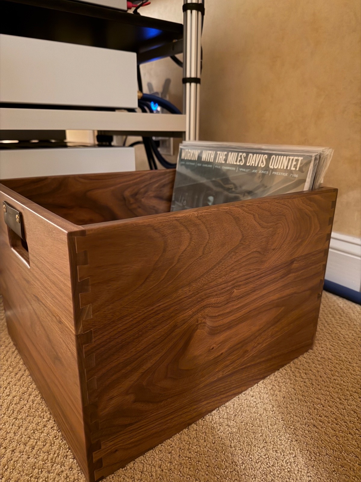 Record LP Crate, Storage Box, Solid Walnut, Dovetail Joinery, Symbol Audio