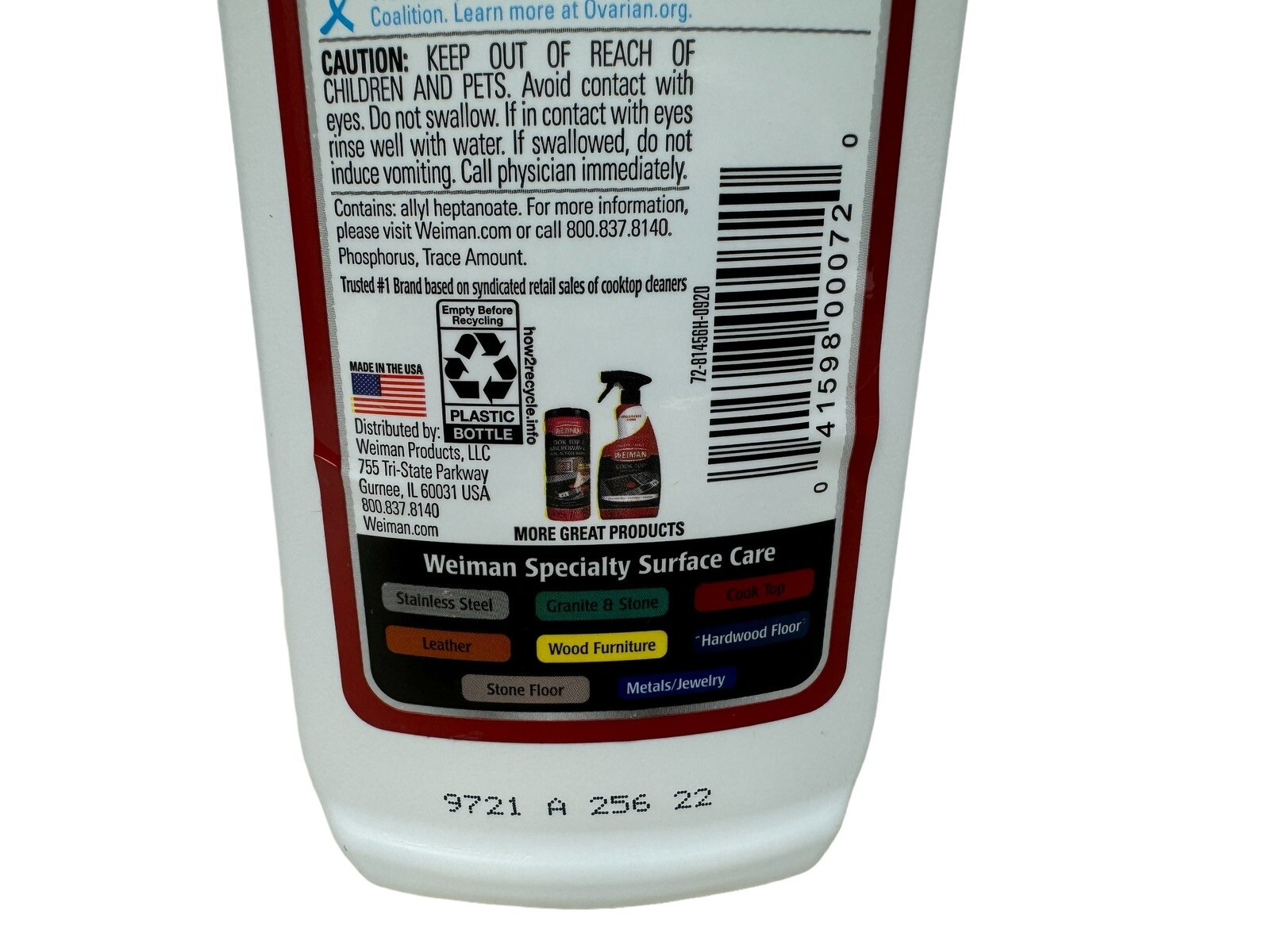 Weiman Ceramic/Glass Cooktop Cleaner & Polish Heavy Duty For Stove Top 15 oz