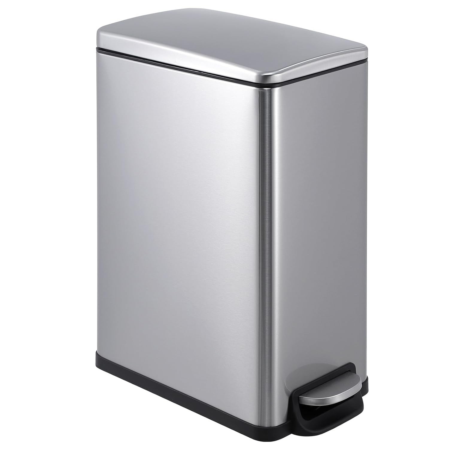 12 Gal Kitchen Trash Can Step Garbage Can Bin with Lid Stainless Steel Trash Bin