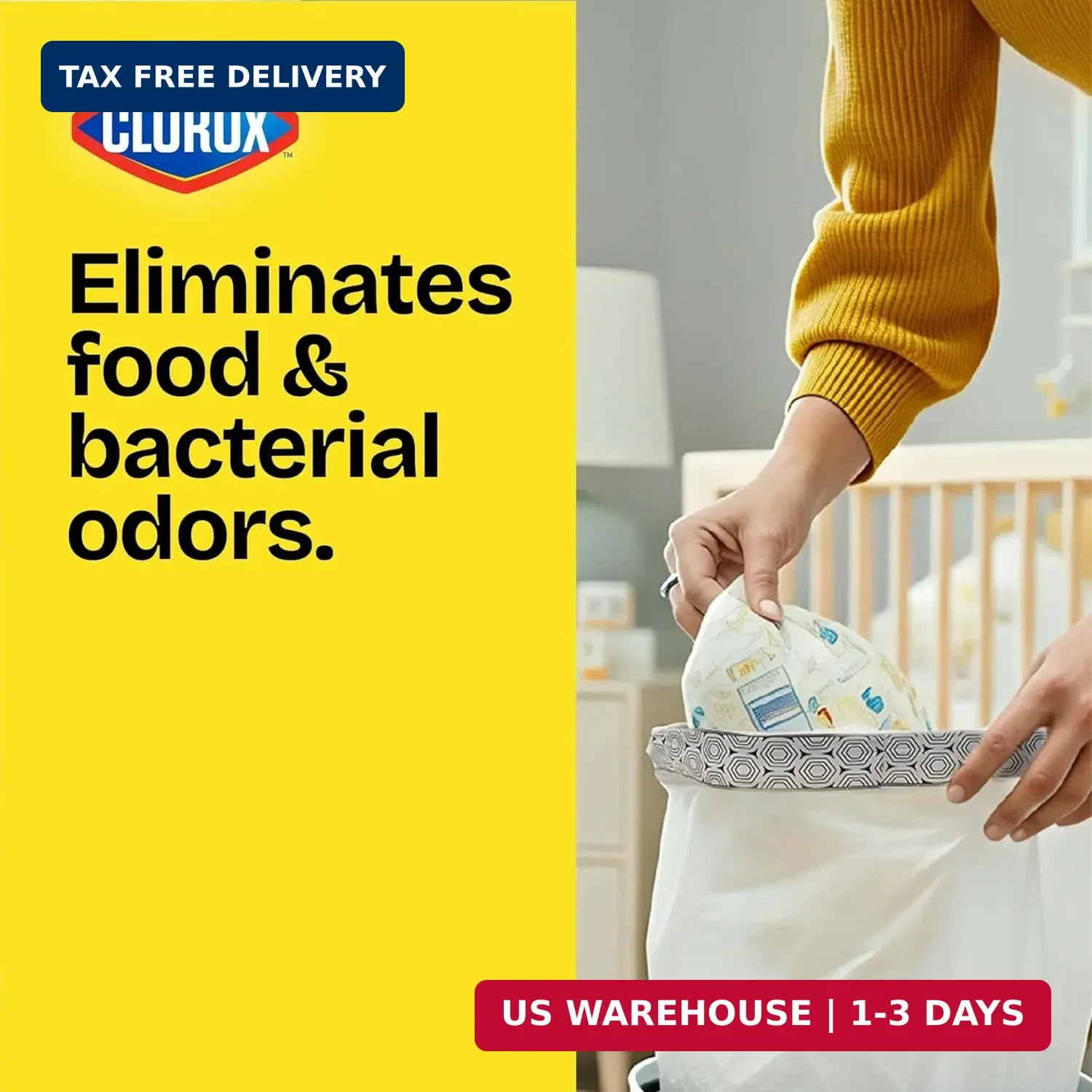 Glad Small Drawstring Trash Bags with Clorox, 4 Gal, Lemon Fresh Bleach, 34 Ct (