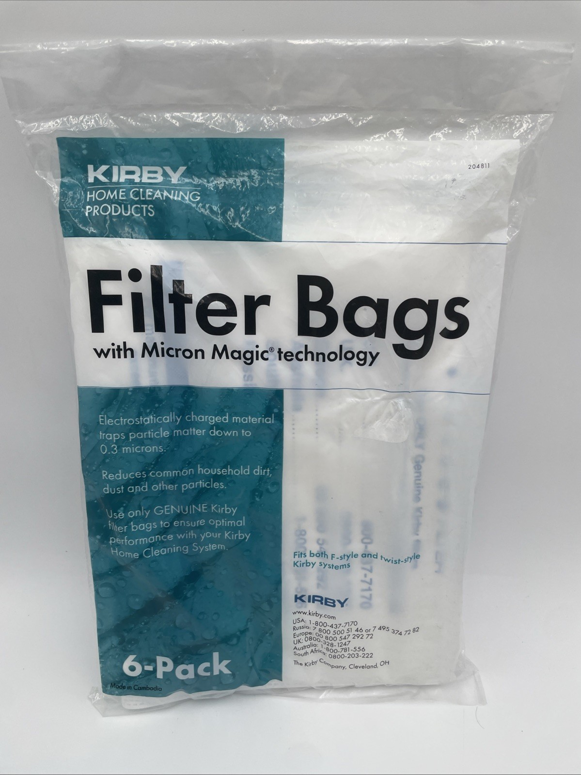 6 KIRBY Style F & Twist Vacuum Bags 6 Sentria ~ F Style MICRON MAGIC Hepa 204811