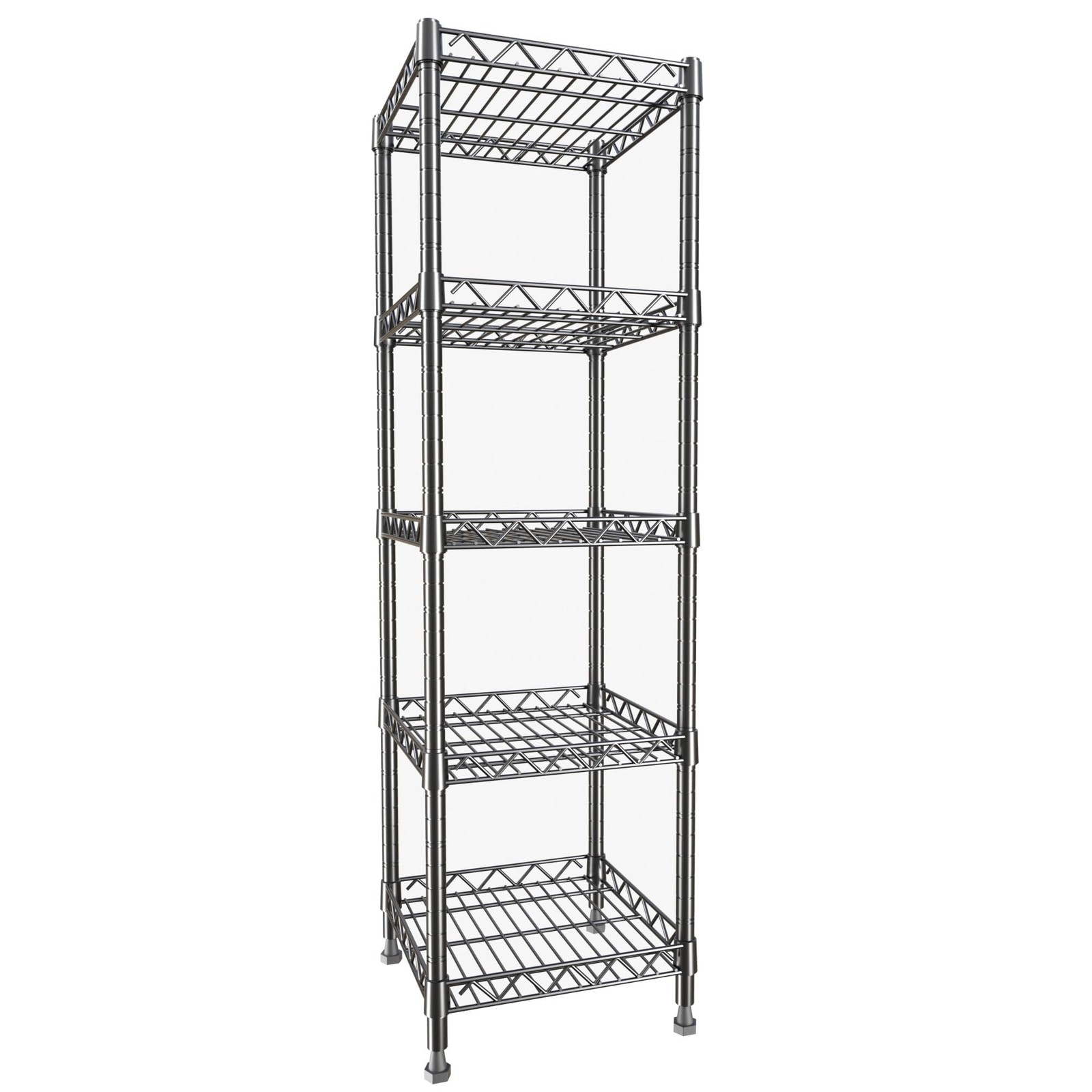 GIOTORENT 5 Tier Standing Shelving Metal 11.8D x 11.8W x 50.0H (5Tier), Black