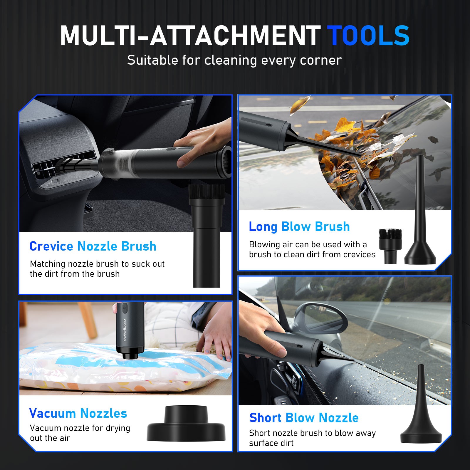 Car Vacuum Cleaner Blower Handheld Cordless 100W 82000rpm Speed High Power 11.1V