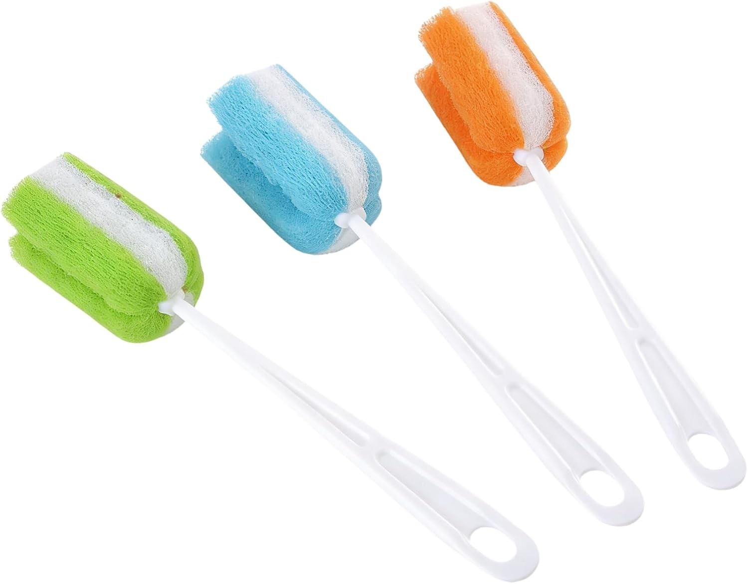 3PCS Soft Hanging Sponge Cleaning Brush Cleaner with Long Handle Cup Feeding …