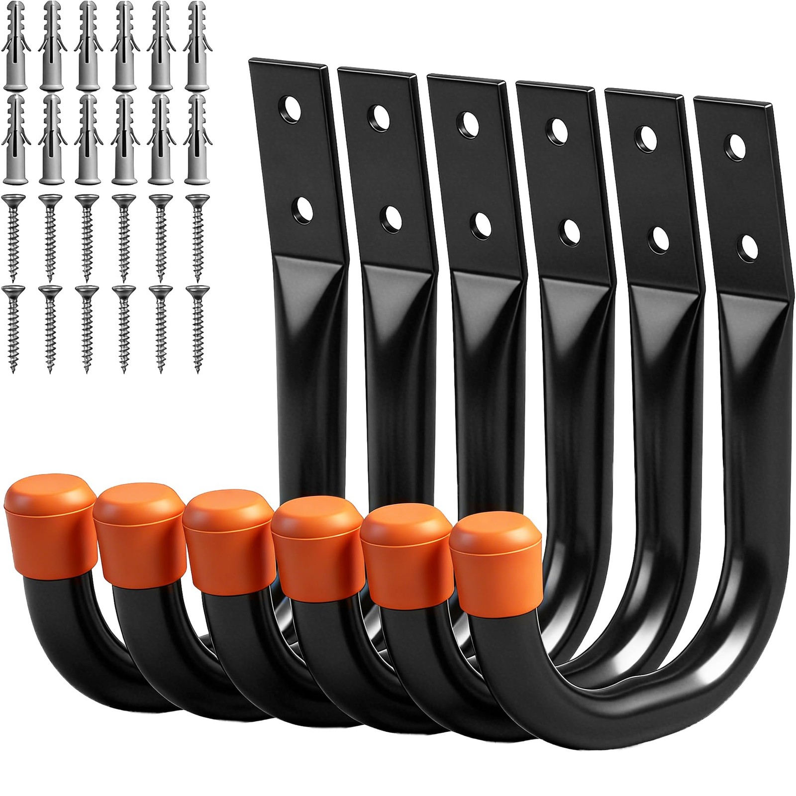 HORUSDY 6-Pack Heavy Duty Metal Wall 4.72in x 3.5in(L x W) (6PCS), Black