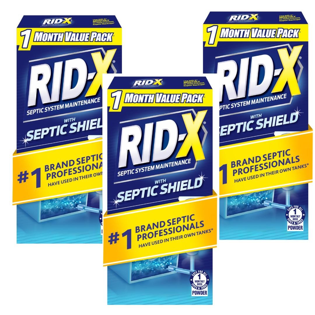 3 PACK of RID-X Septic Treatment, 3 Total Months Supply Of Powder, 9.8 oz ea