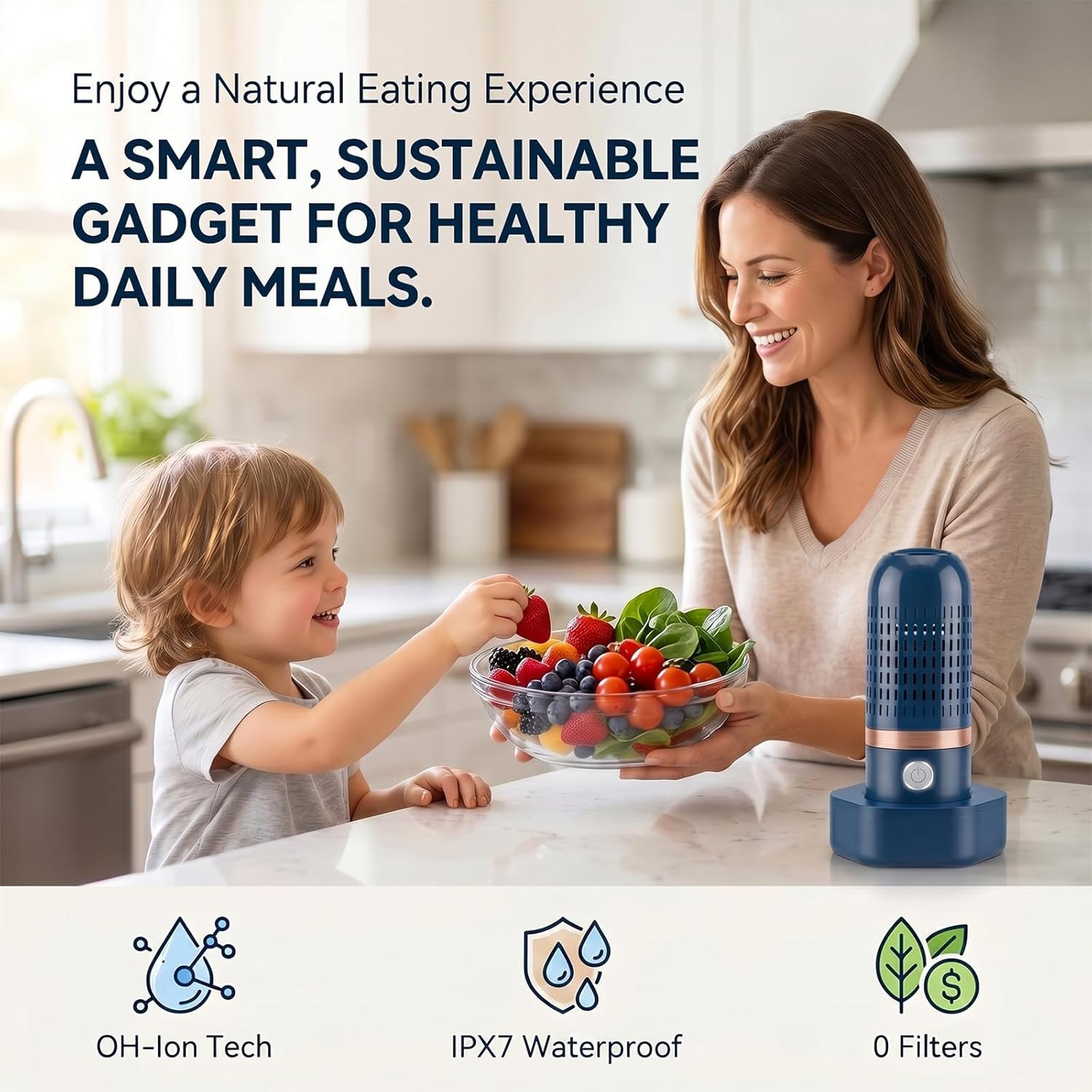 Portable Produce Cleaner Wireless Rechargeable Fruit and Produce Washing Mac