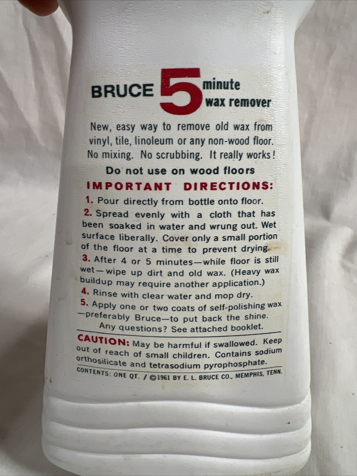Vtg 60s BRUCE 5 Minute Wax Remover 50%Full BOTTLE Remove Old Floor Wax NoBarcode