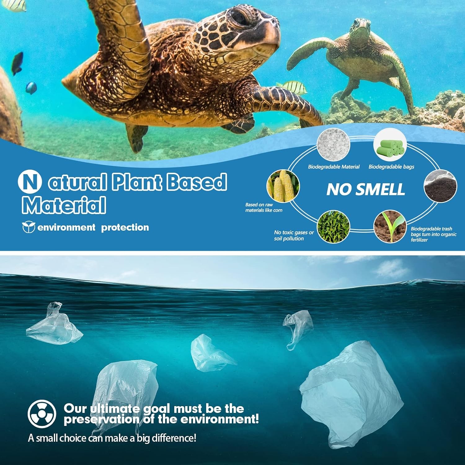 110 Counts Small Trash Bags Biodegradable, Extra Thick & Strong 4 Gallon Trash