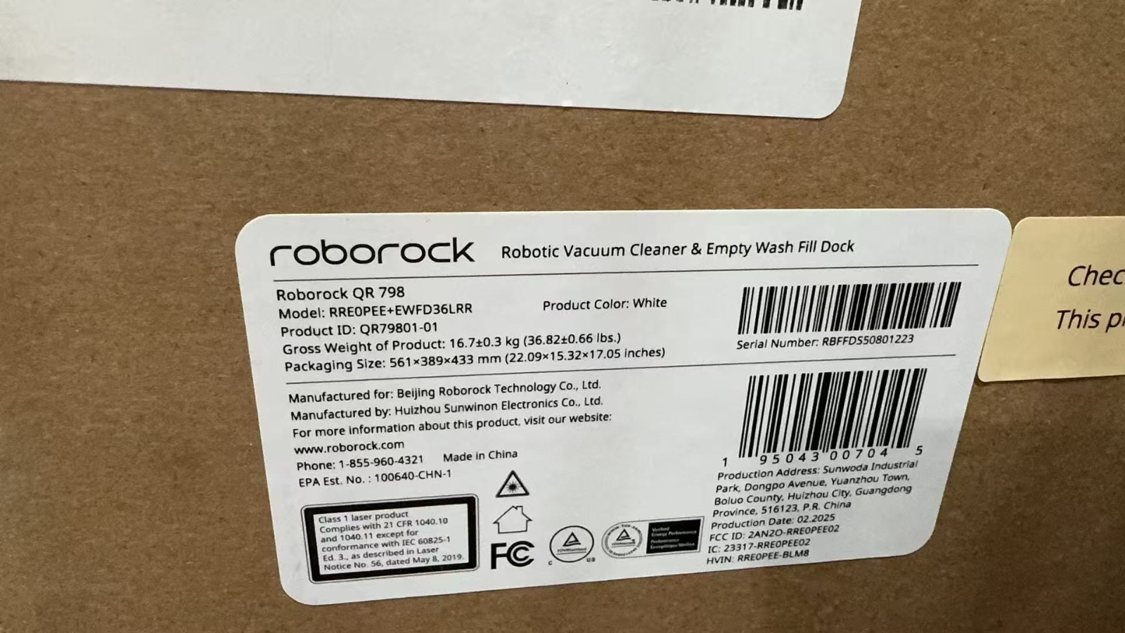 Roborock QR 798 Robot Vacuum Mopping cleaner 10,000 Pa Suction New Free Return