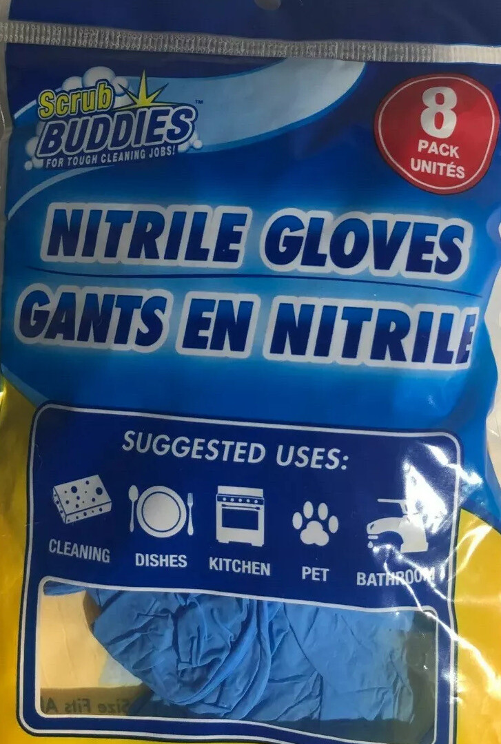 Scrub Buddies Nitrile Multipurpose Gloves 1 ea 8 pack New Ship24HR Limited Avail