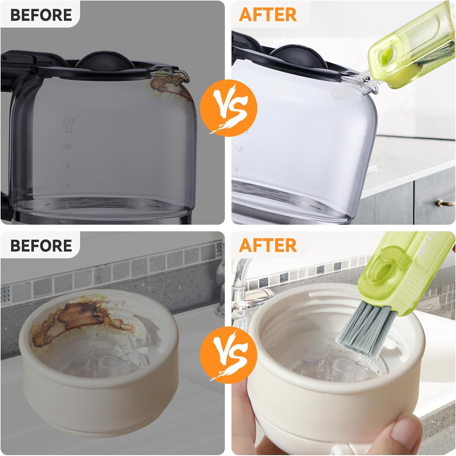 3 in 1 Cup Lid Gap Cleaning Brush Set, Multifunctional Bottle Cleaning Brush, Si
