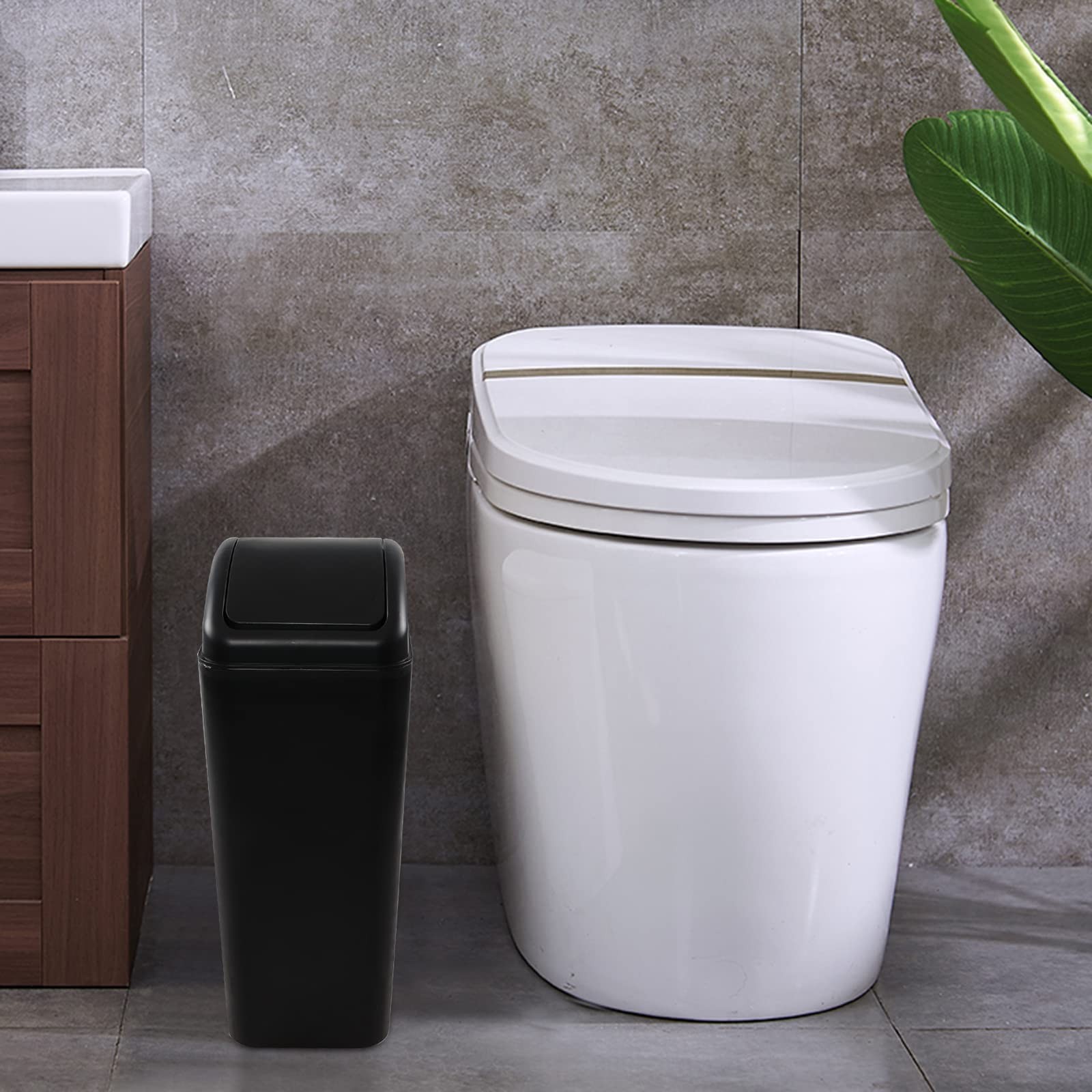 Ramddy 3.5 Gallon 14L Plastic Slim Commercial Trash Can Garbage Bin