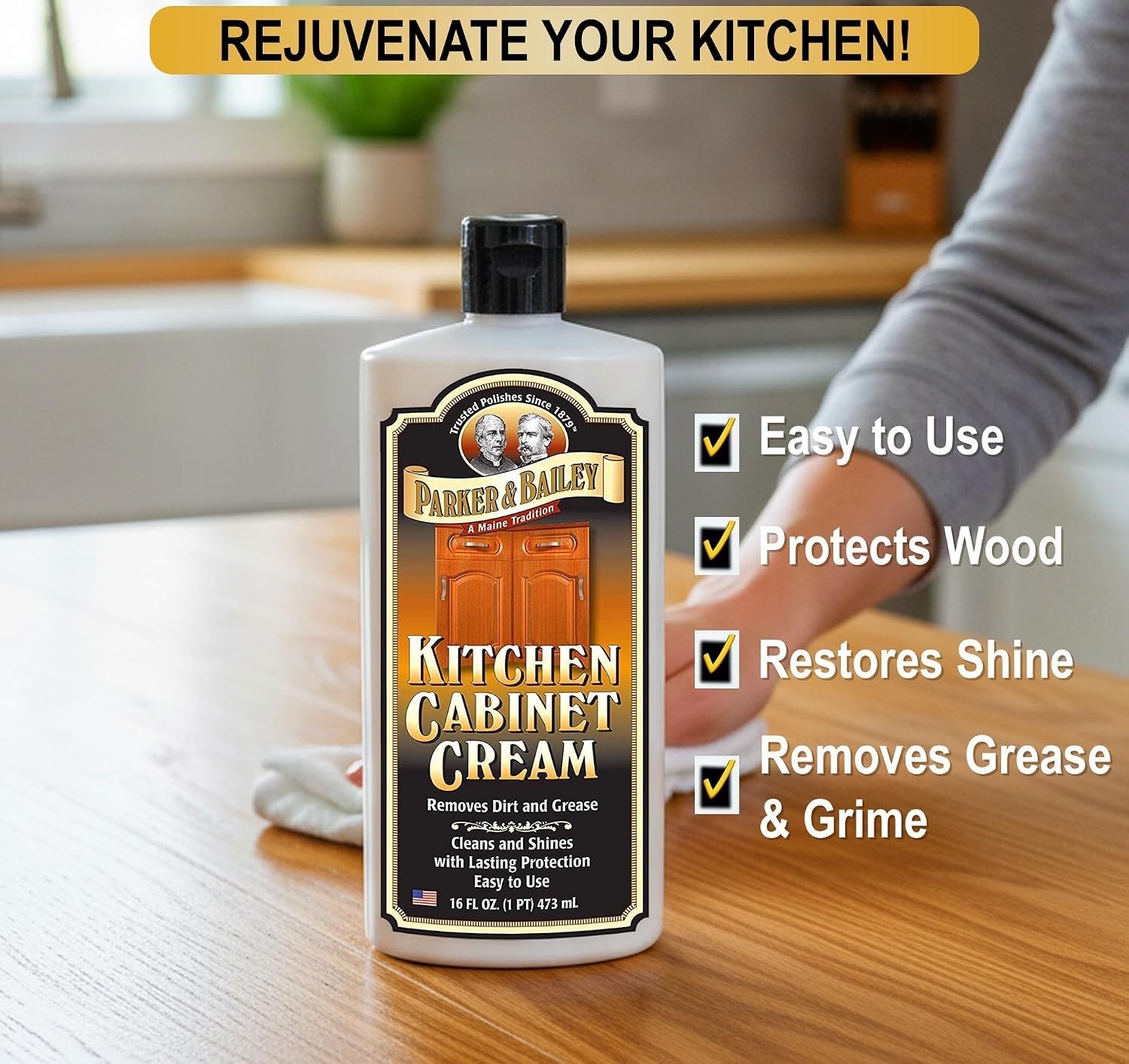Parker and Bailey Kitchen Cabinet Cream-Wood Cleaner-Grease Remover 16 oz 1