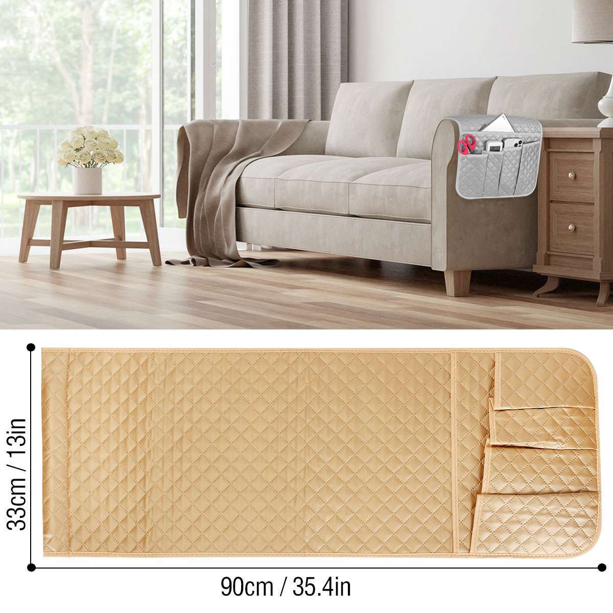 US Sofa Arm Rest TV Remote Control Organizer Holder Caddy Pocket Chair Couch Bag