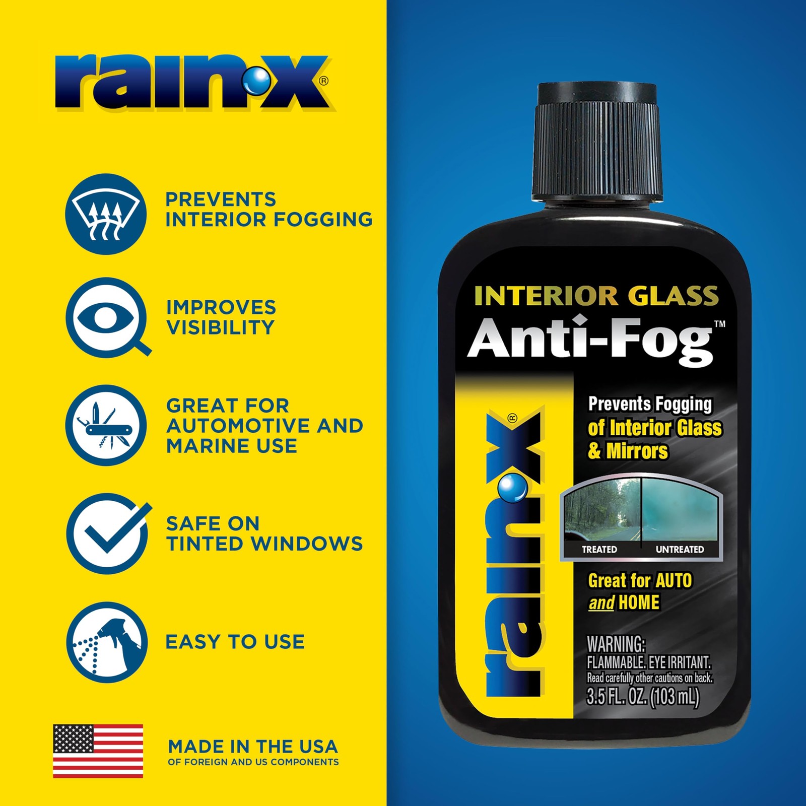 Rain X 3.5 oz Anti-Fog Treatment for Windshields and Mirrors – Unscented Formula
