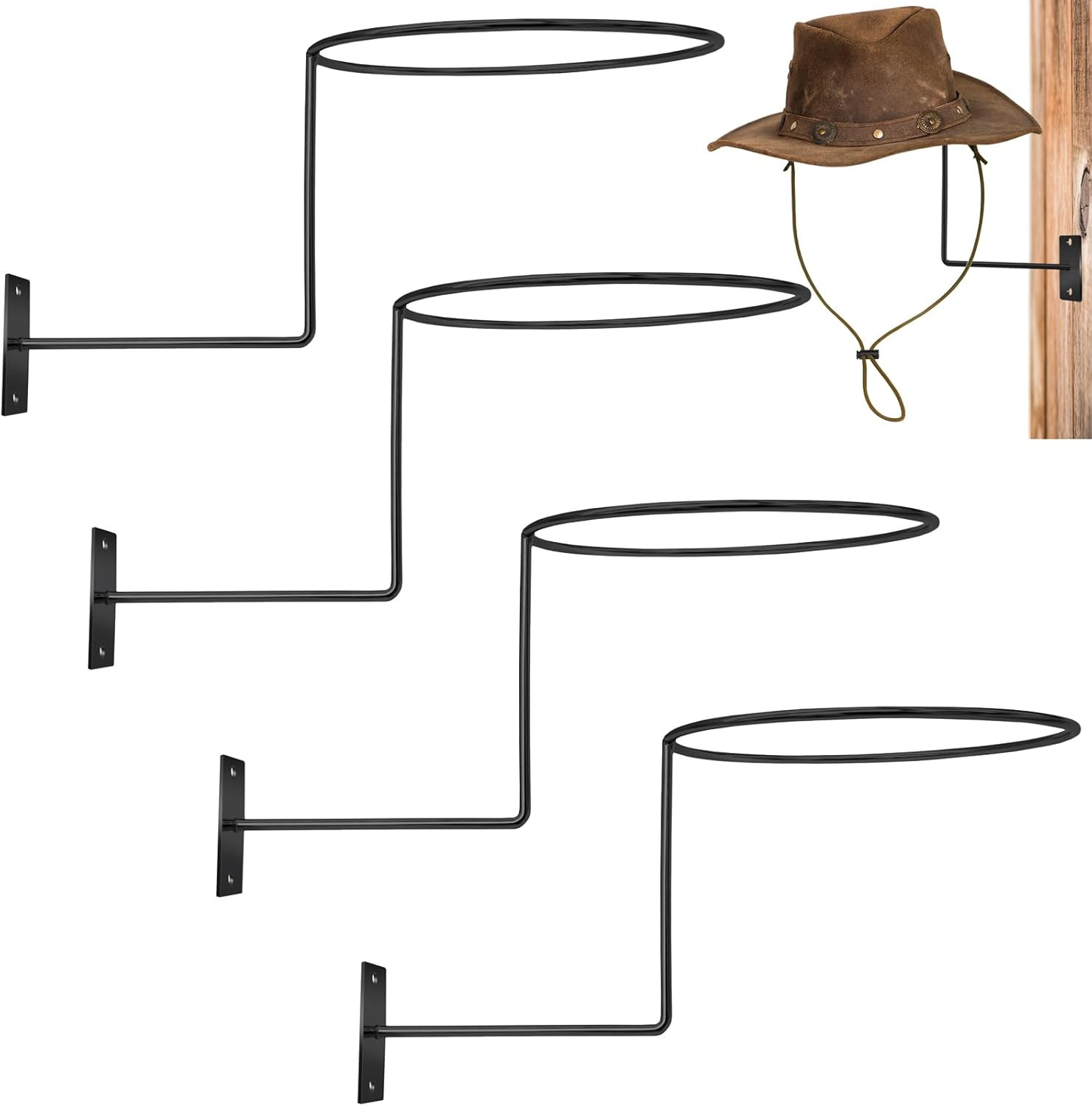4 Pcs Cowboy Hat Rack Cowboy Hat Holder Metal Hat Hanger for Wall Hat Holder Mul