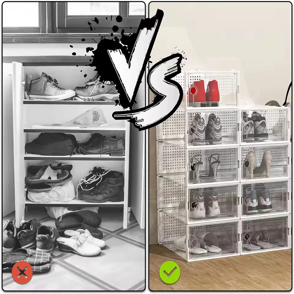 12 Pack Shoes Storage Boxes Closet Organizer NEW
