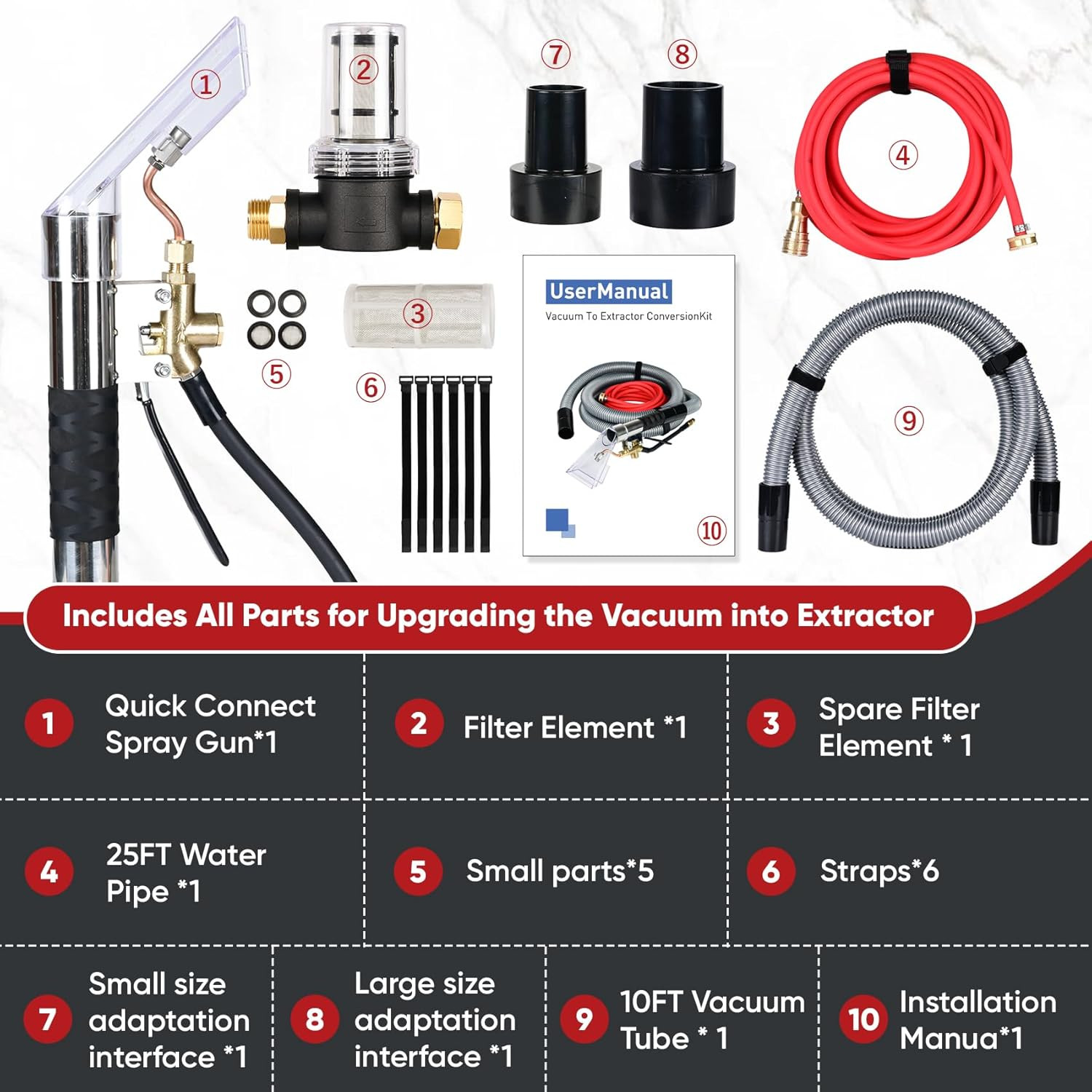 Extractor Hose Kit Carpet Cleaning Extractor Vacuum Attachment for Shop Vac