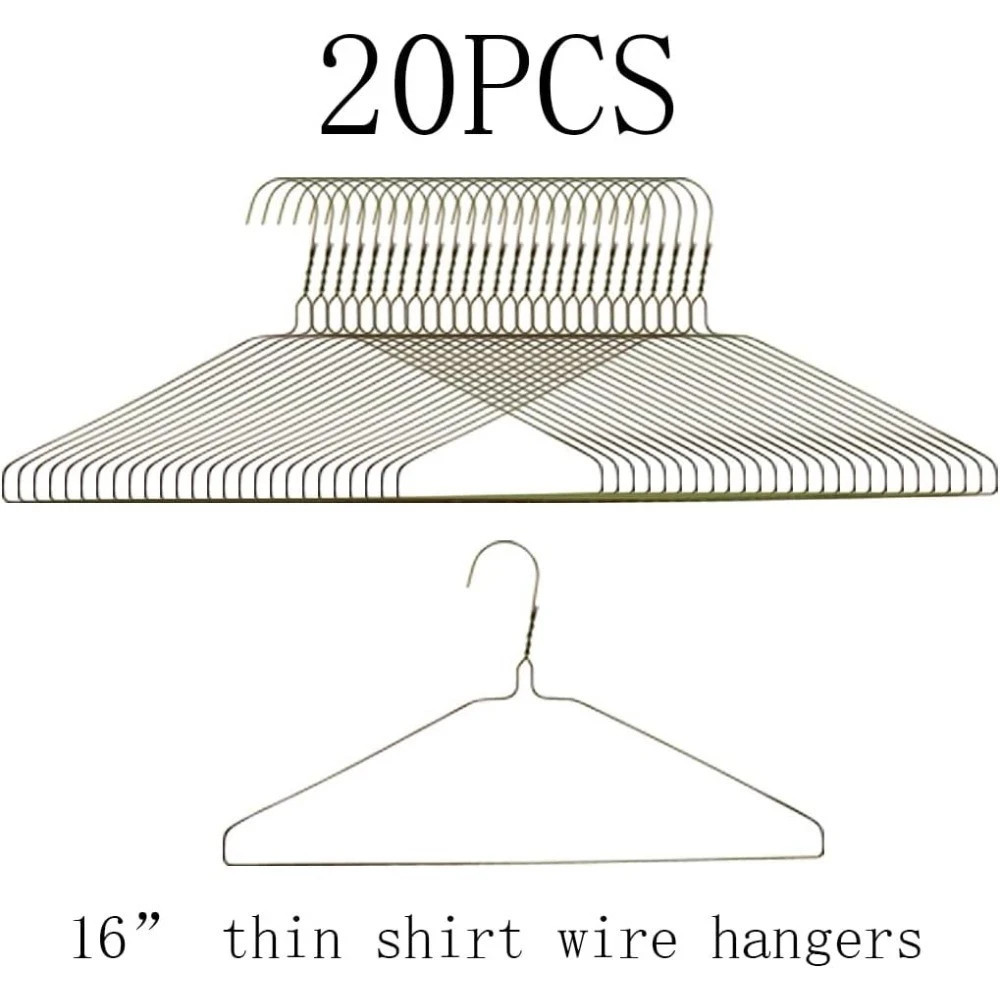 Silver Wire Hangers 20 Pack for Shirts Coats and Clothing Storage