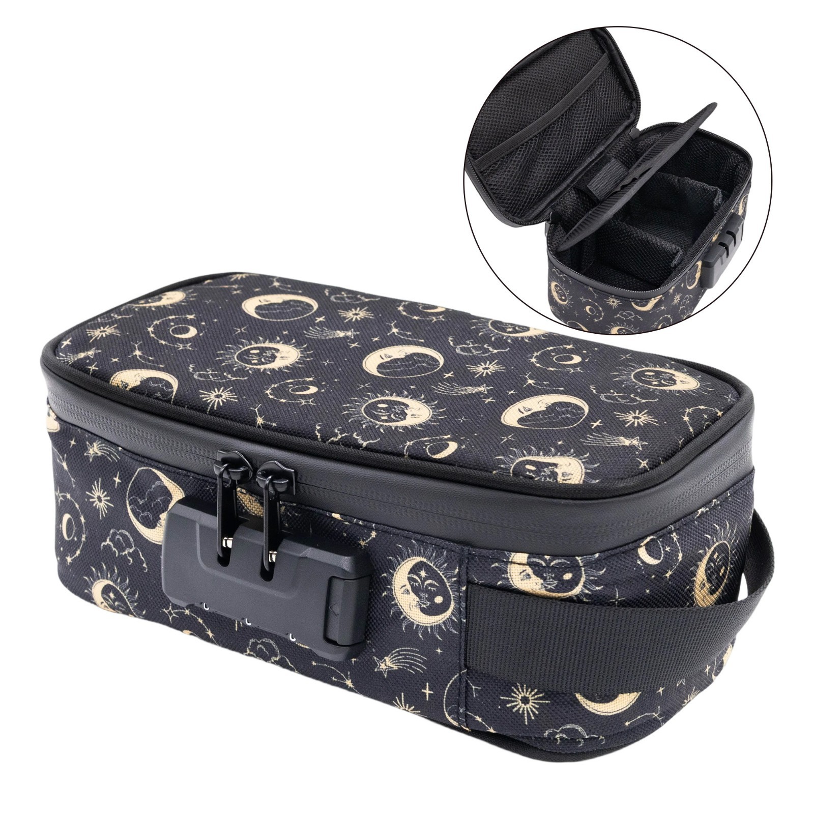 Smell Proof Bag with Combination Lock, Thick Lining, Removable Dividers, Travel