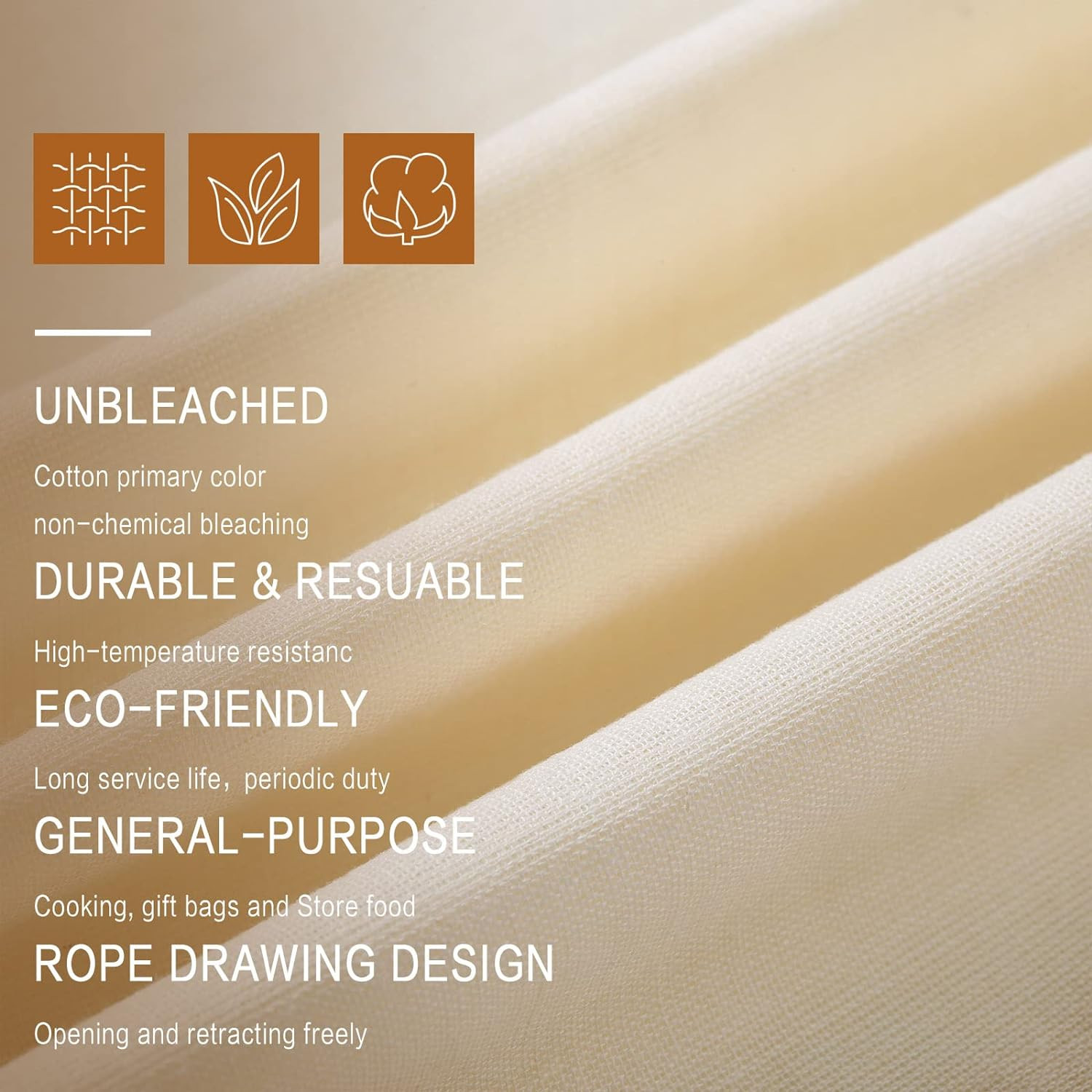 15 Packs Muslin Bags Cloth Bags with Drawstring Canvas Large Storage Bags Bulk C