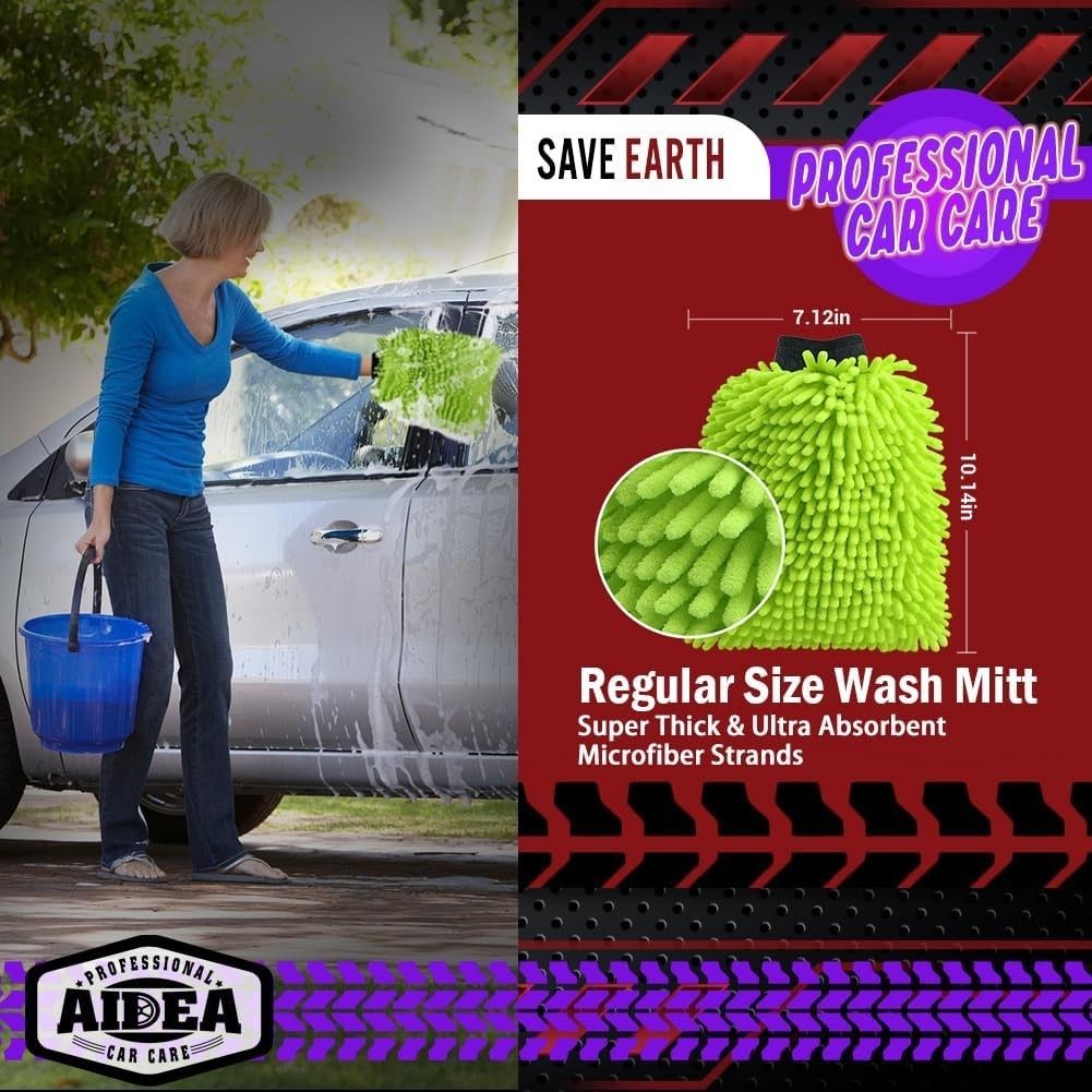 Extra Plush Car Wash Mitts – 2PK Microfiber, 7.12”x10.14” for Safe Cleaning