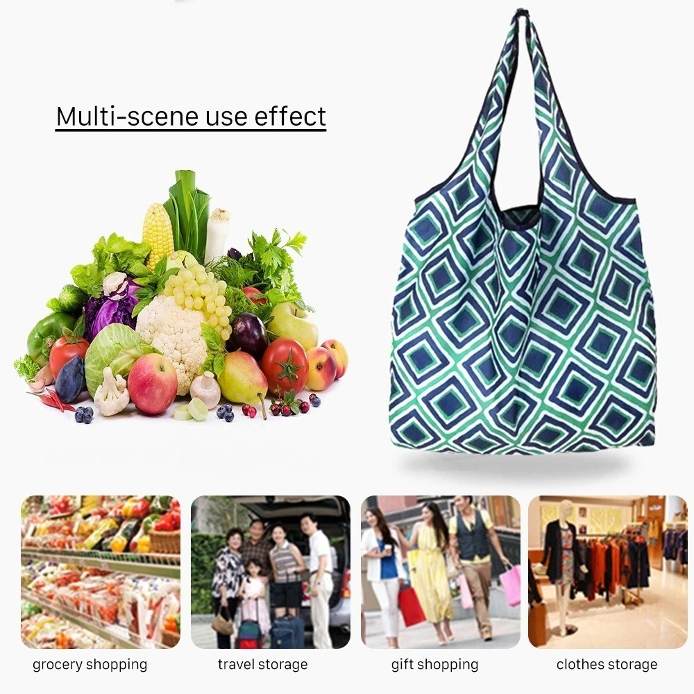 Large Reusable Eco-Friendly Folding Shopping Bag Portable Grocery Foldable Tote