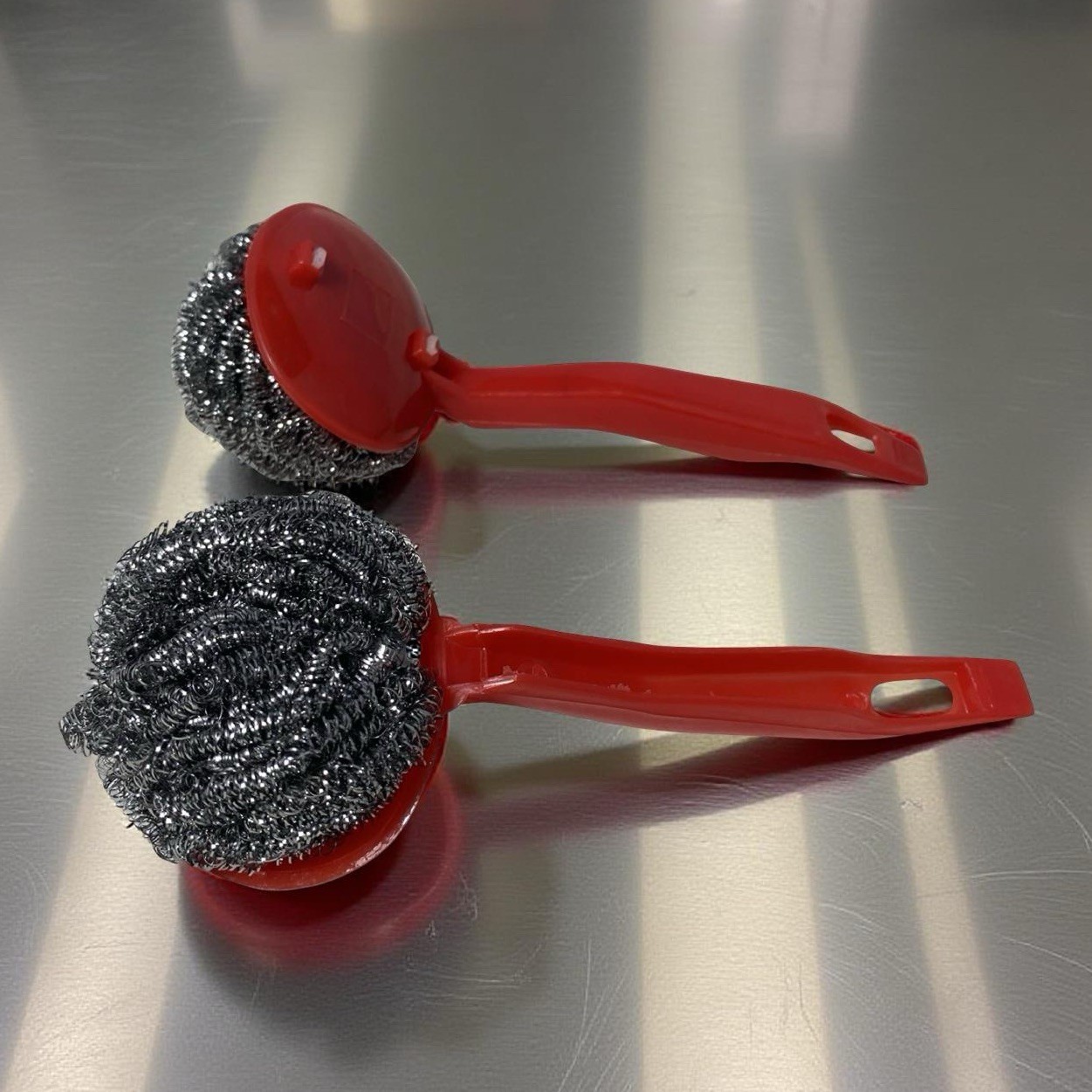 NEW 6 Pack Stainless Steel Kitchen Scrubbers w/ Red Handle Pot Pan Dish Cleaner
