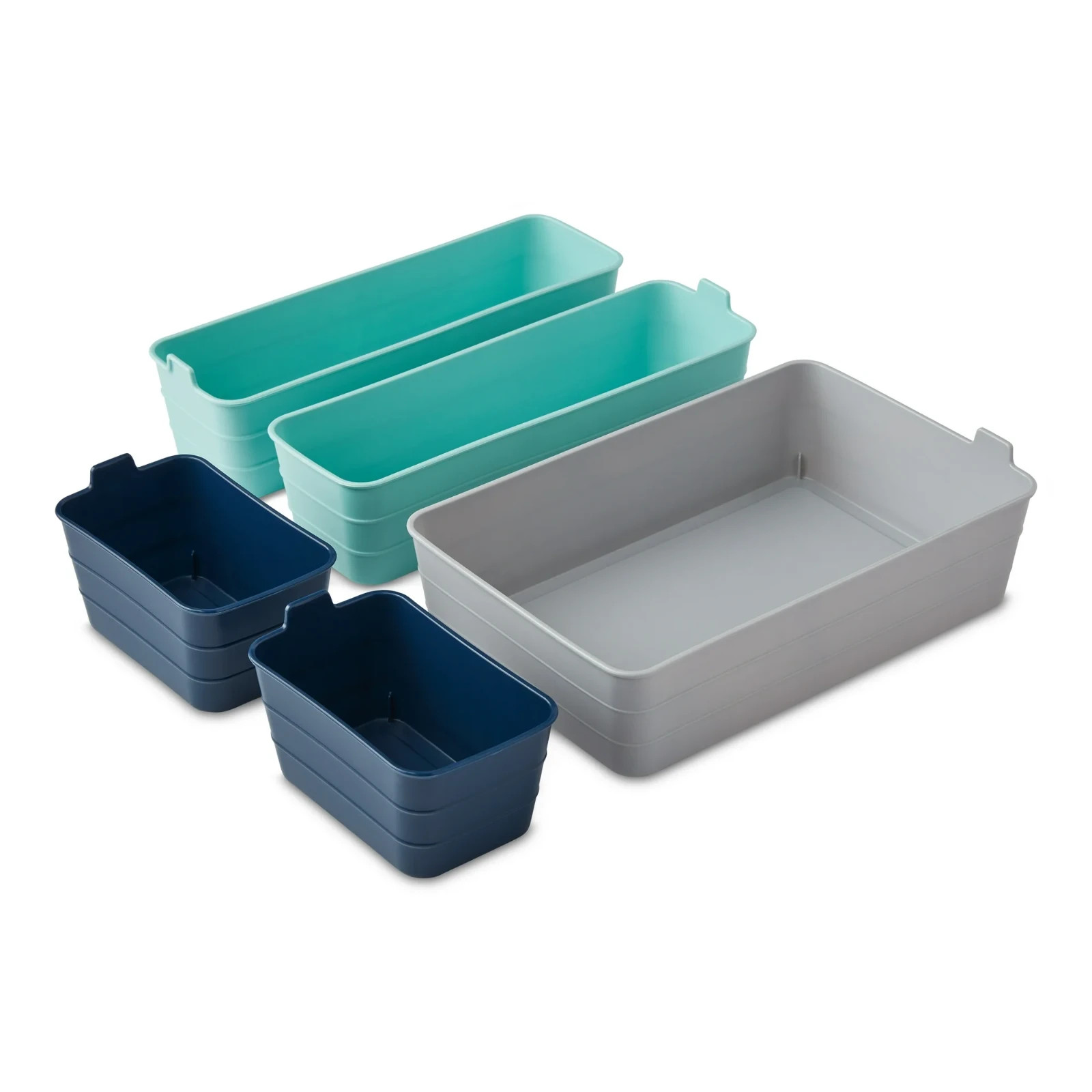 Mainstays Set of 5 Flexible Drawer Storage Organizers, Assorted Colors