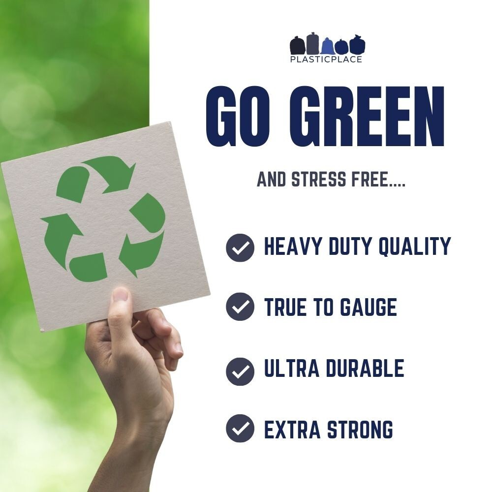 Plasticplace 32-33 Gallon Recycling Bags – Blue, Case of 100 Garbage Bags