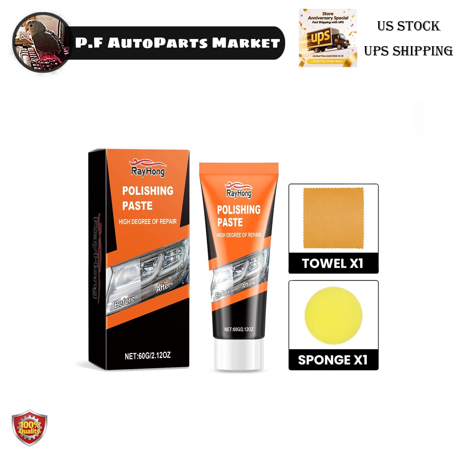 Headlight Restoration Polish Compound Removes Yellowing Oxidation Car Lens Care