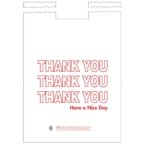 Inteplast Hilex Economy Plastic Tote Bag White, Red Legend, 1/6 BBL | 1000/Case